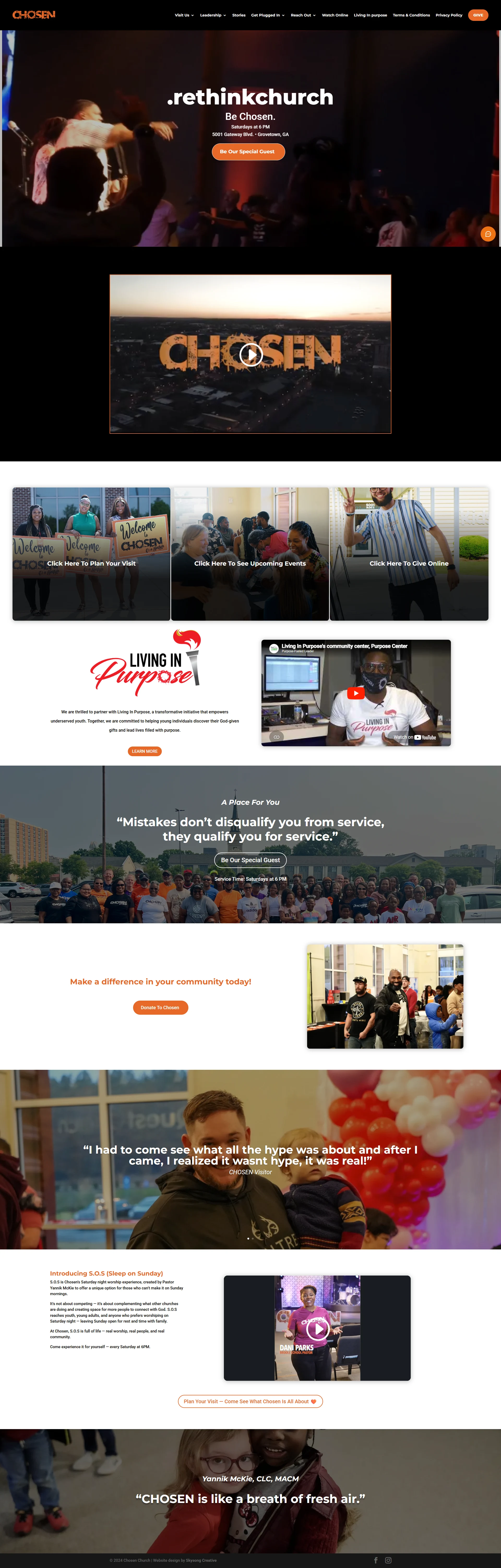 A real church homepage as a first-time guest found it, before redesign